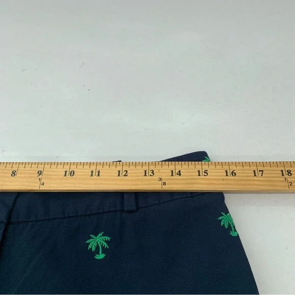 Talbots Signature Pants Size 2 Navy Blue Embroidered Green Palm Trees Novelty - Picture 9 of 13